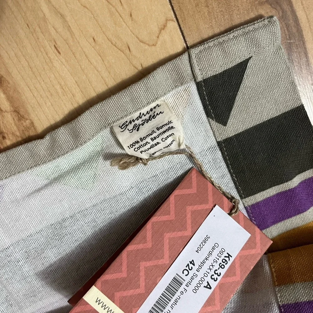 Gudrun Sjoden Modern Striped Geometric Print Cafe Curtain Valance with Ties